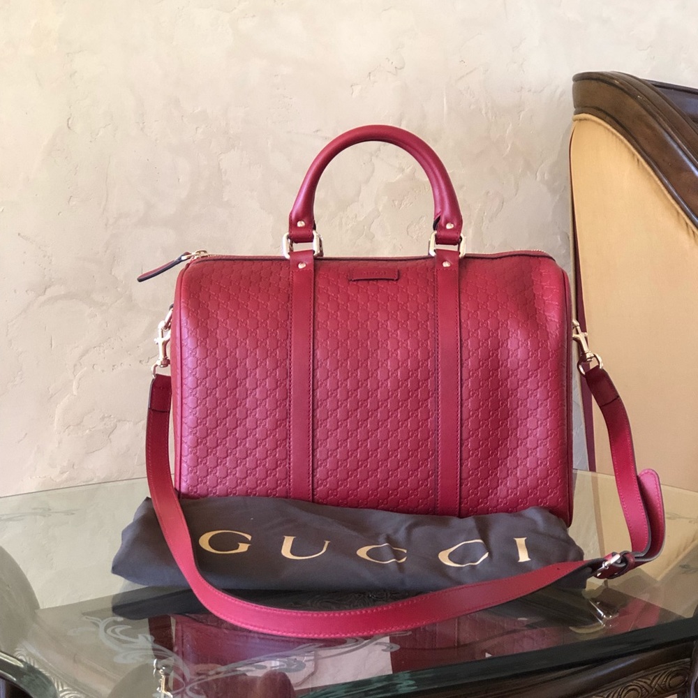 NWT Gucci embossed leather Boston handbag - Picture 1 of 7